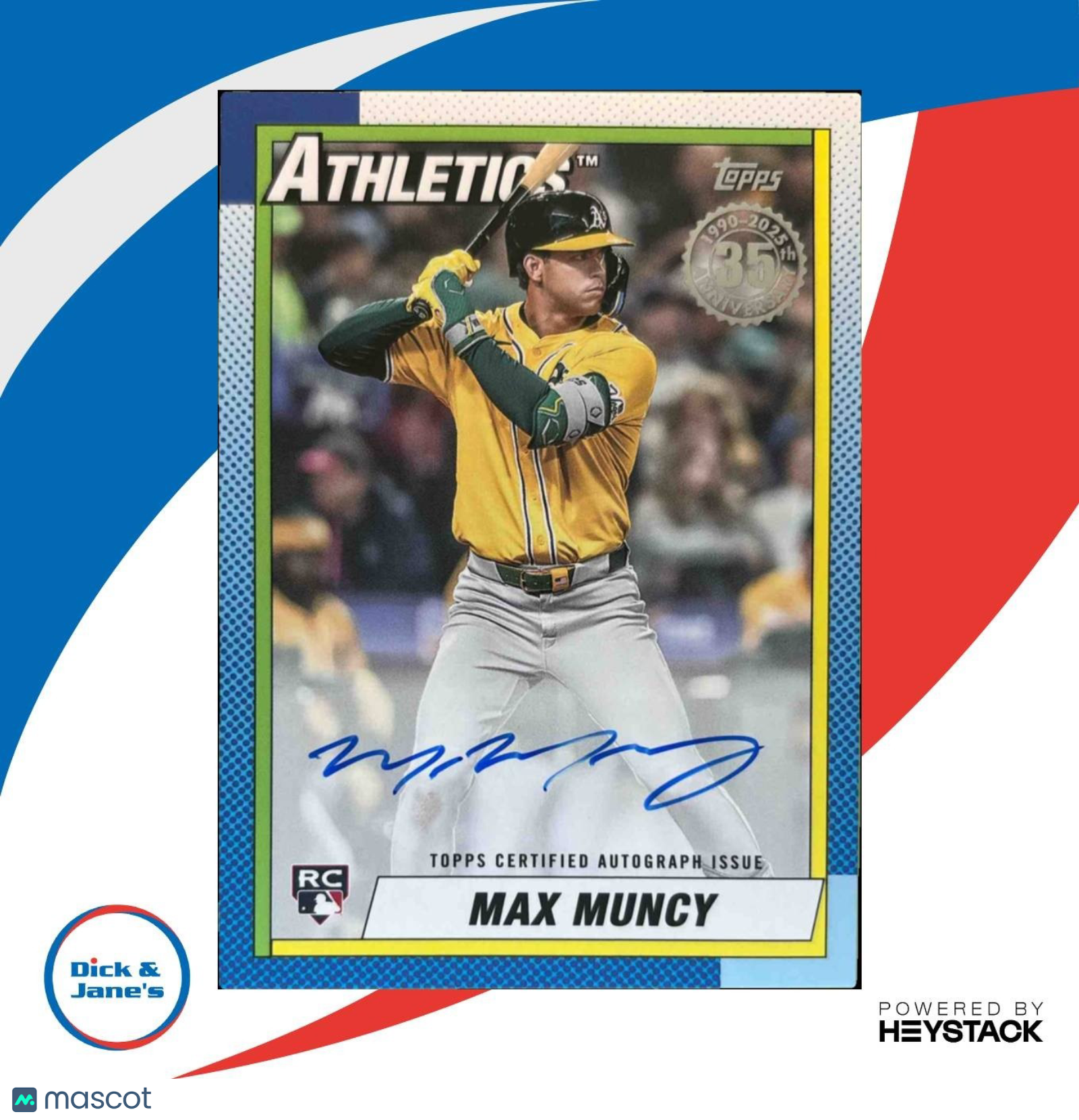 2025 Topps Update Max Muncy 1990 Auto #90AU-MMU RC Athletics - Sports Cards