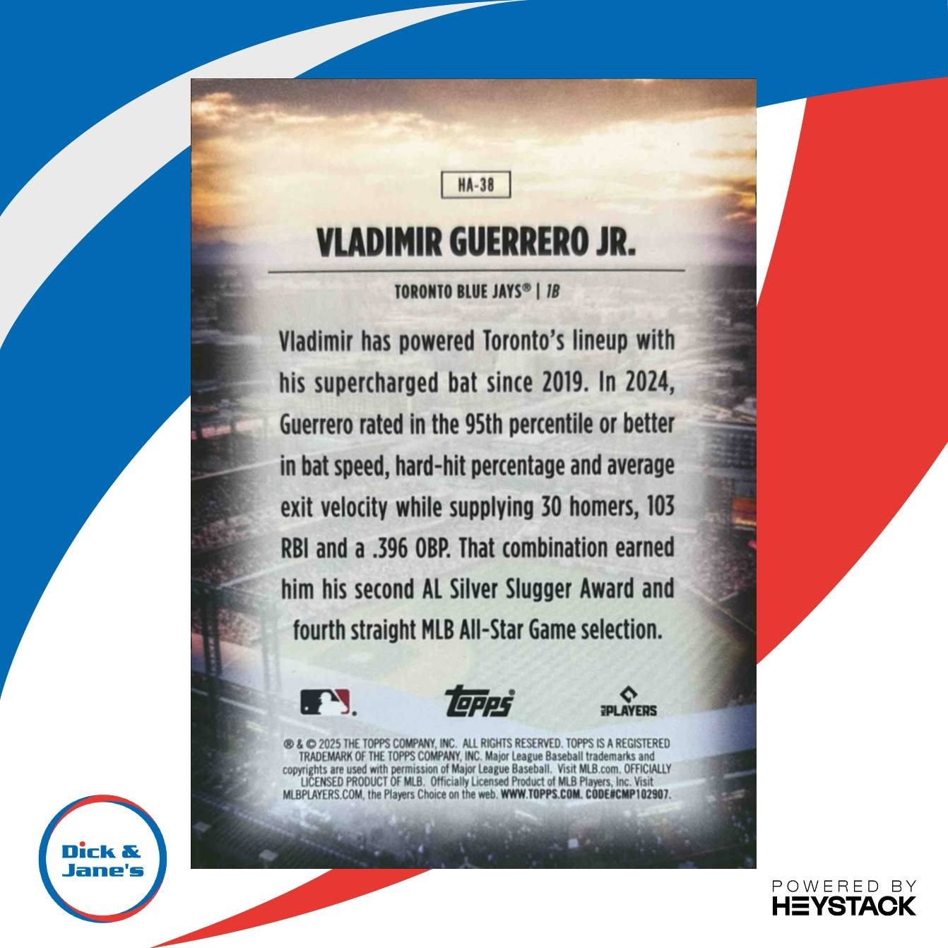 2025 Topps Vladimir Guerrero Jr. Homefield Advantage #HA-38 Toronto Blue Jays - Sports Cards