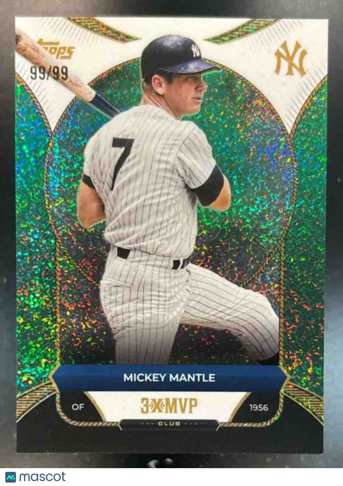 2025 Topps Welcome to the Club: 3-X MVP Mickey Mantle 1956 Green 99/99 Yankees - Sports Cards