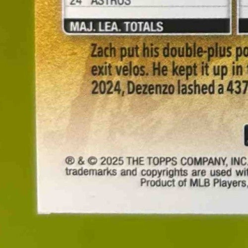 2025 Topps Zach Dezenzo Golden Mirror Variation SSP #89 RC Houston Astros - Sports Cards