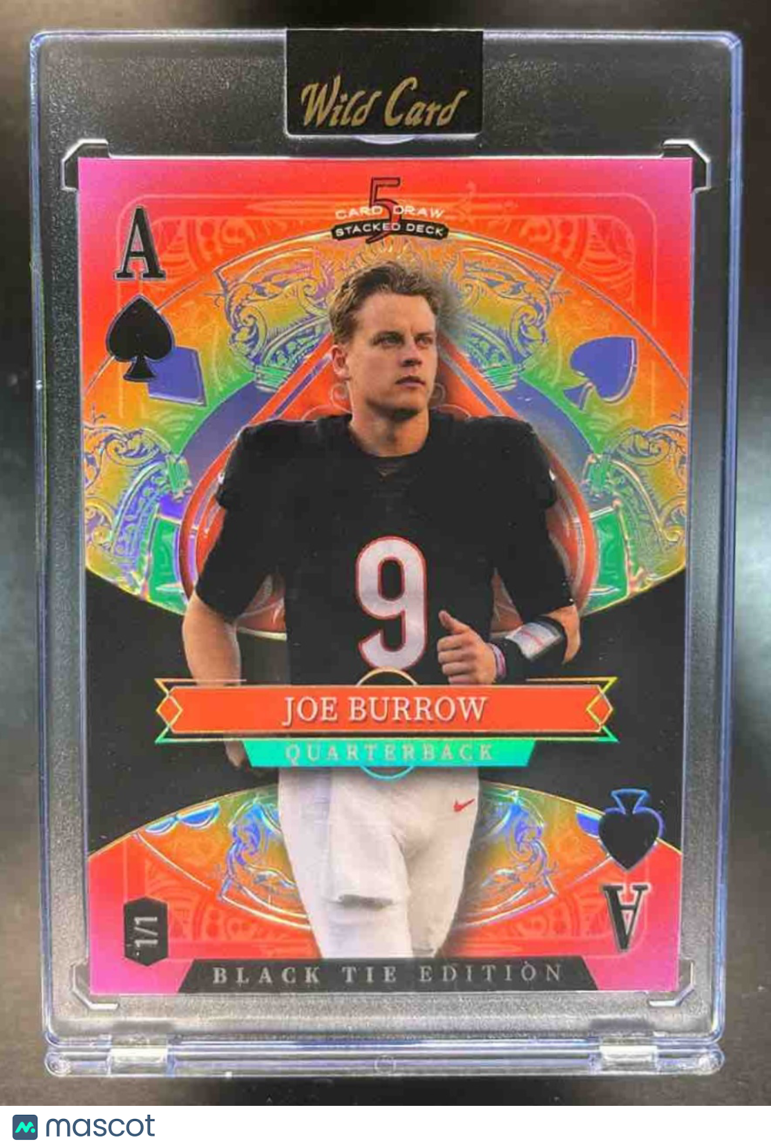 2025 Wild Card 5 Card Stacked Black Tie Ace of Spades 1/1 Joe Burrow - Sports Cards