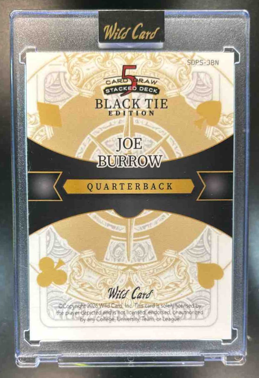 2025 Wild Card 5 Card Stacked Black Tie Ace of Spades 1/1 Joe Burrow - Sports Cards