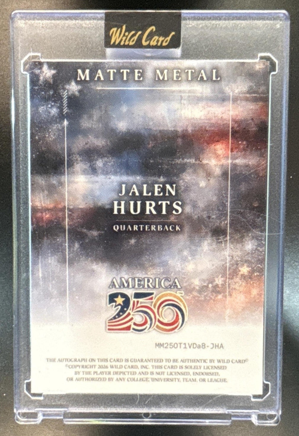 2025 Wild Card Matte Metal ’America 250’’ Jalen Hurts Auto ’True 1/1’’ - Sports Cards