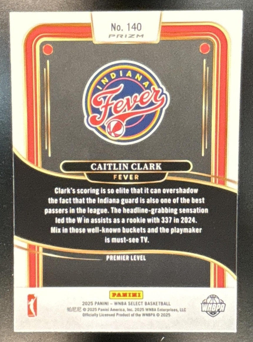 2025 WNBA Select Caitlin Clark Premier Level Silver Party Prizms SSP Short Print - Sports Cards