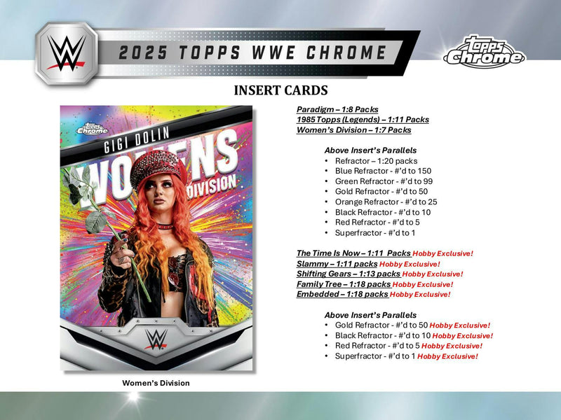 2025 Topps Chrome WWE Wrestling Hobby Box (2 Autos)  Jan 31st