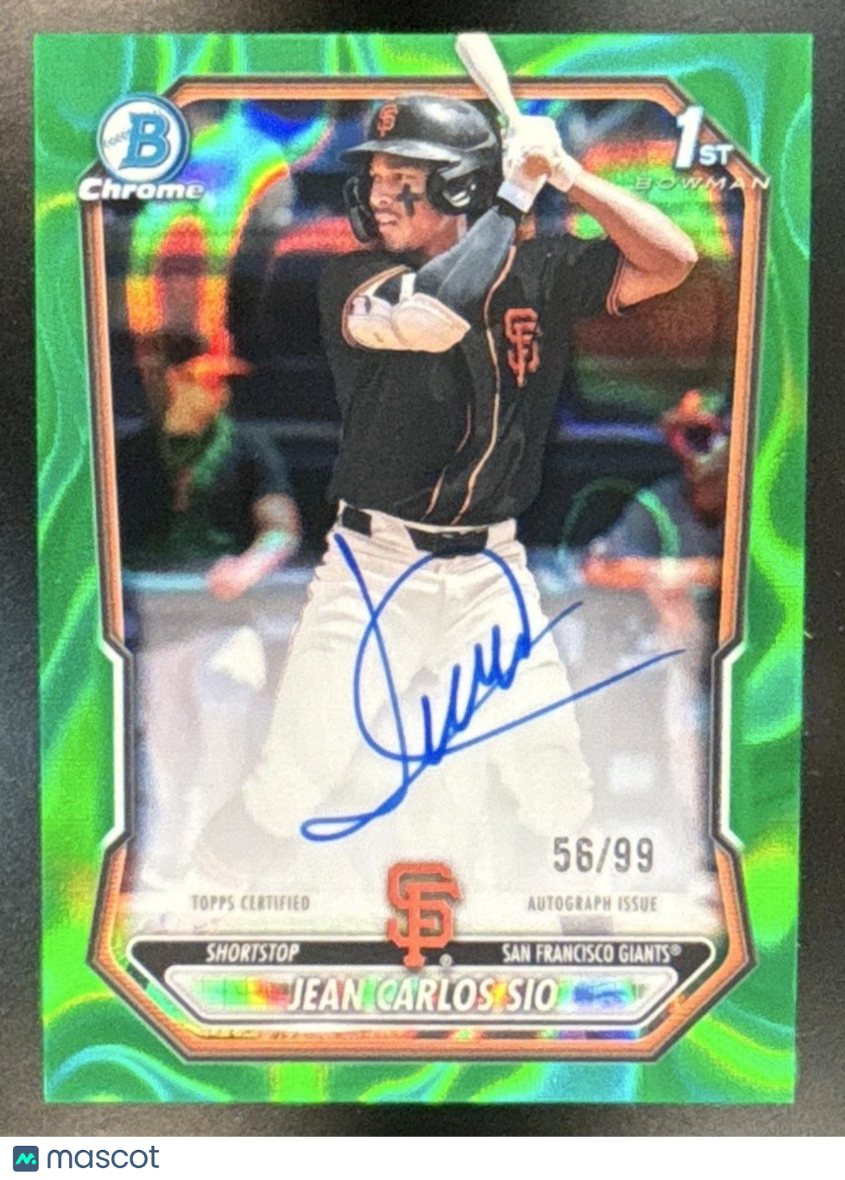 2026 Bowman Jean Carlos Sio Chrome Auto Green Lava /99 1st Prospect Giants - Sports Cards