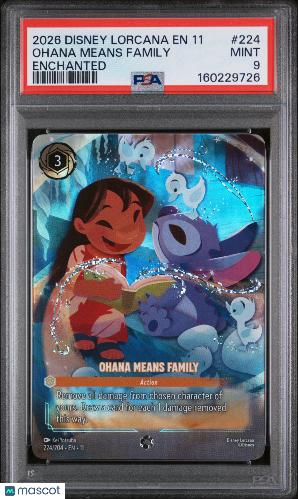 2026 Disney Lorcana EN 11-Winterspell Ohana Means Family #224 Enchanted PSA #224 - Graded TCG/CCG