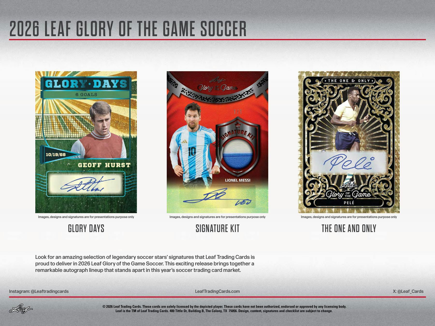 2026 Leaf Glory of the Game Soccer Hobby Box (4 Premium Hits) - Soccer Hobby Box