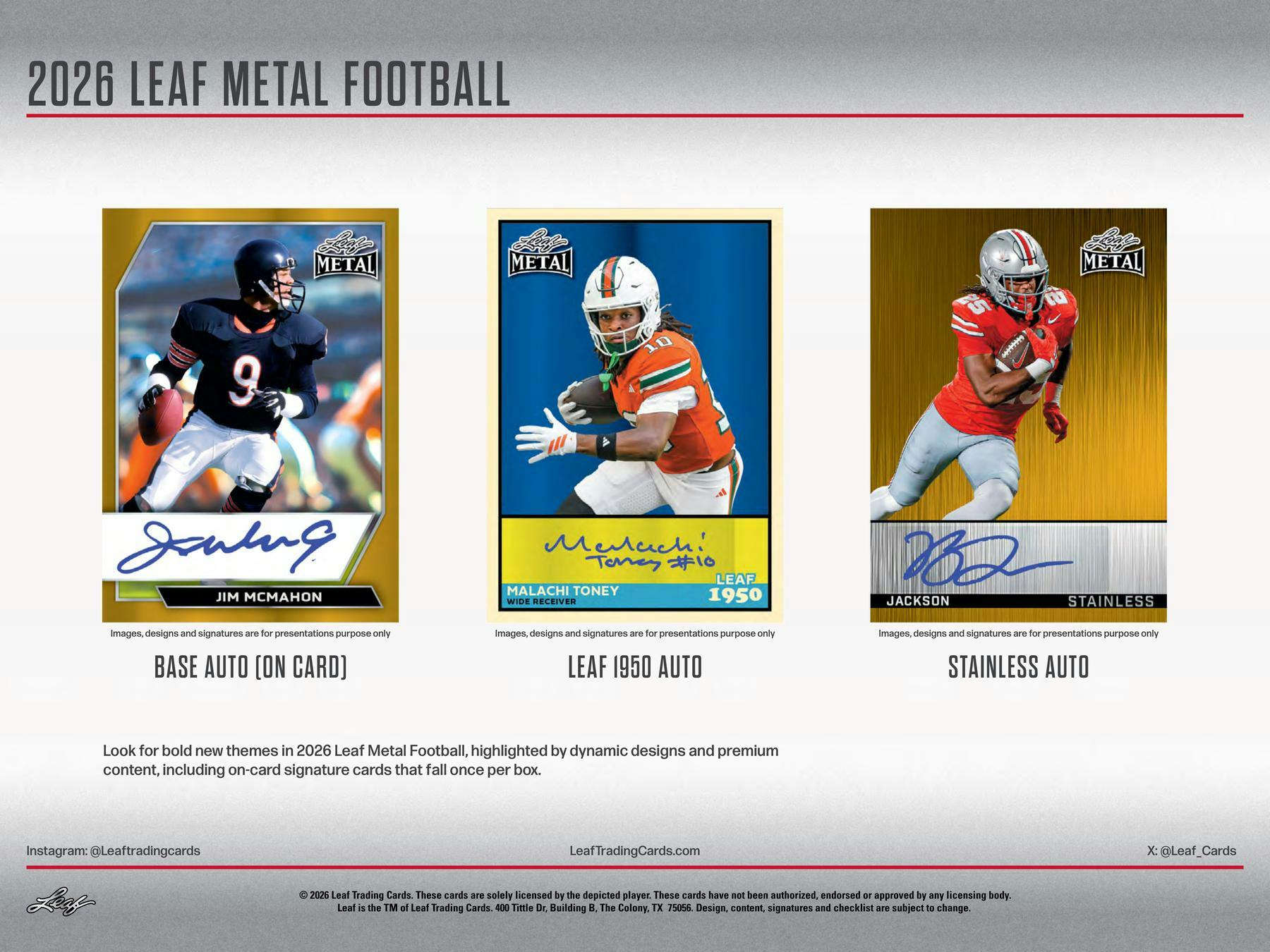 2026 Leaf Metal Football Jumbo Box (4 Autos Plus) - Hobby Box