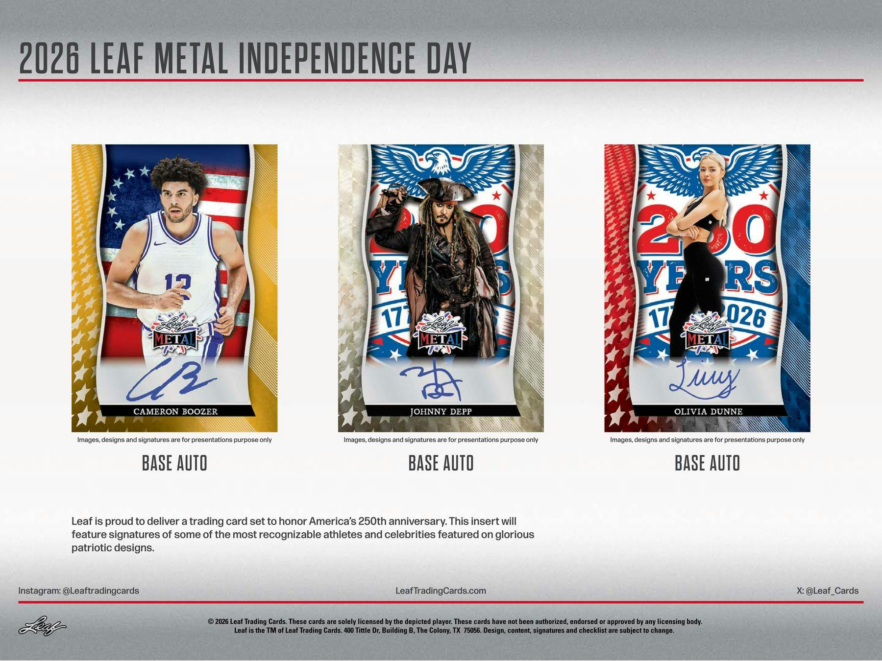 2026 Leaf Metal Independence Day Hobby Box (3 Autographs) - Hobby Box