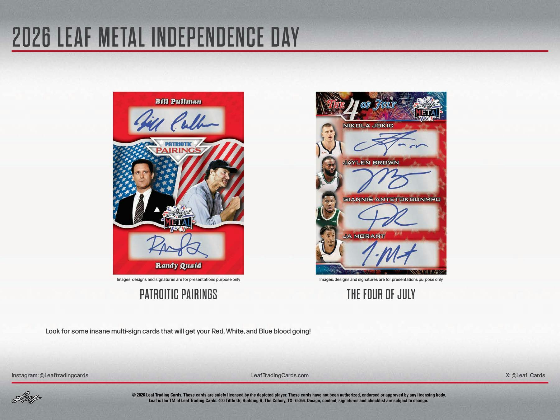 2026 Leaf Metal Independence Day Hobby Box (3 Autographs) - Hobby Box