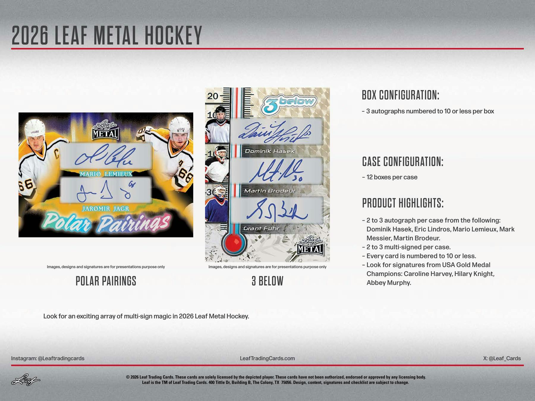 2026 Leaf Metal Legends Hockey Hobby Box (3 Autographs) - NFL Hobby Box