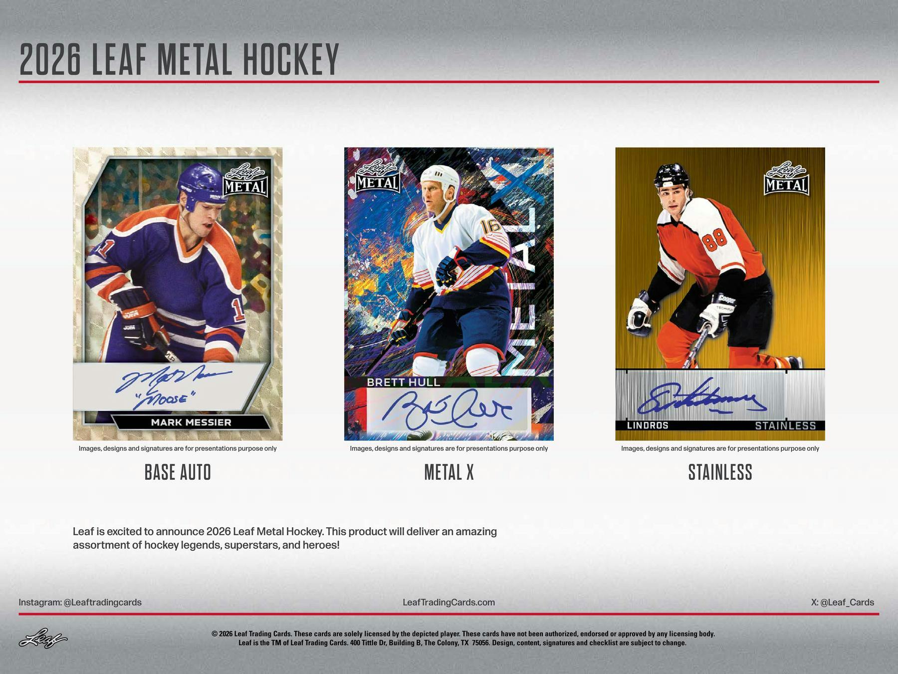 2026 Leaf Metal Legends Hockey Hobby Box (3 Autographs) - NFL Hobby Box