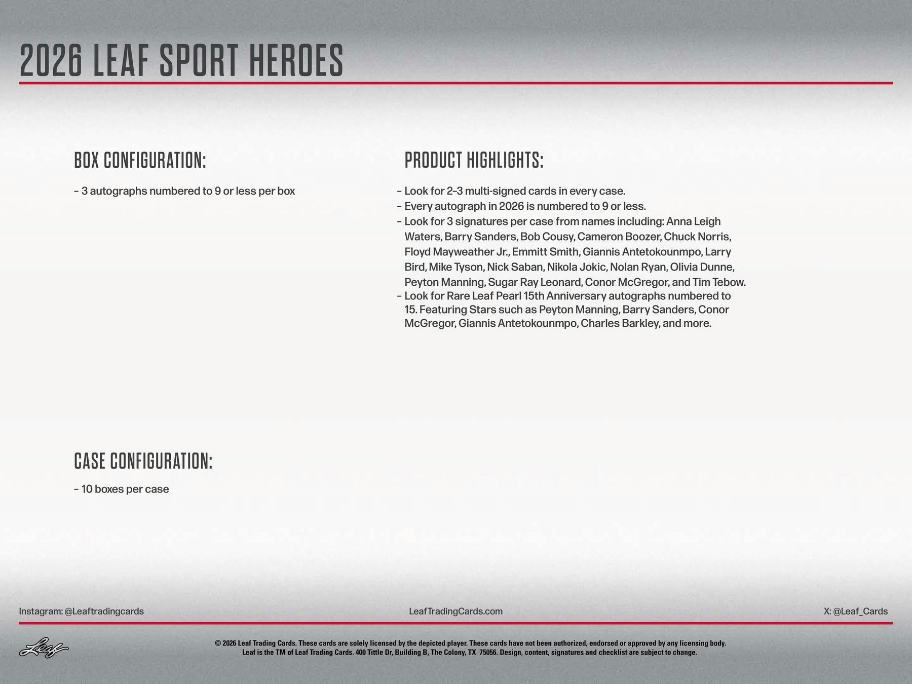 2026 Leaf Metal Sports Heroes Hobby Box (3 Autos) - Hobby Box