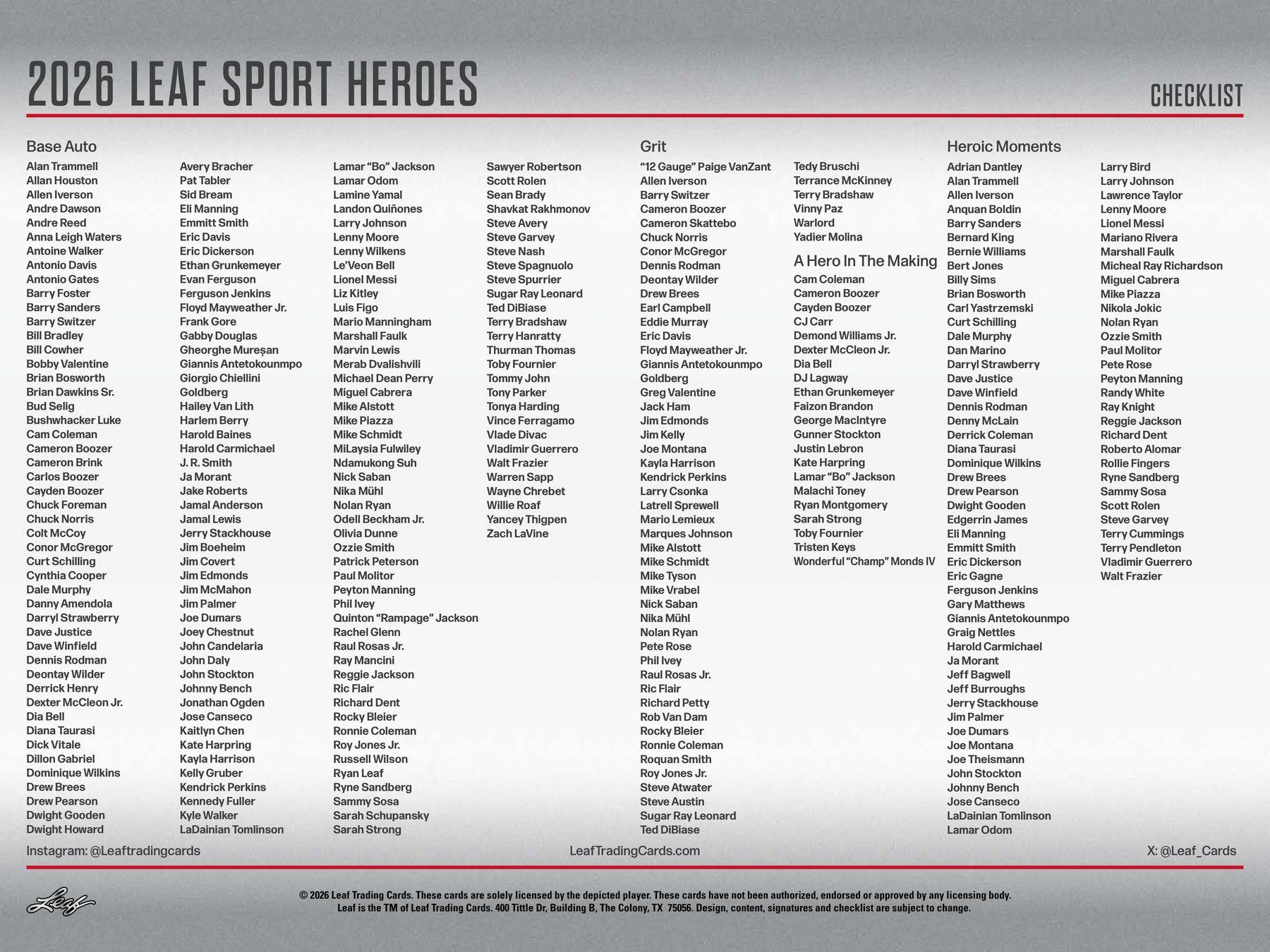 2026 Leaf Metal Sports Heroes Hobby Box (3 Autos) - Hobby Box