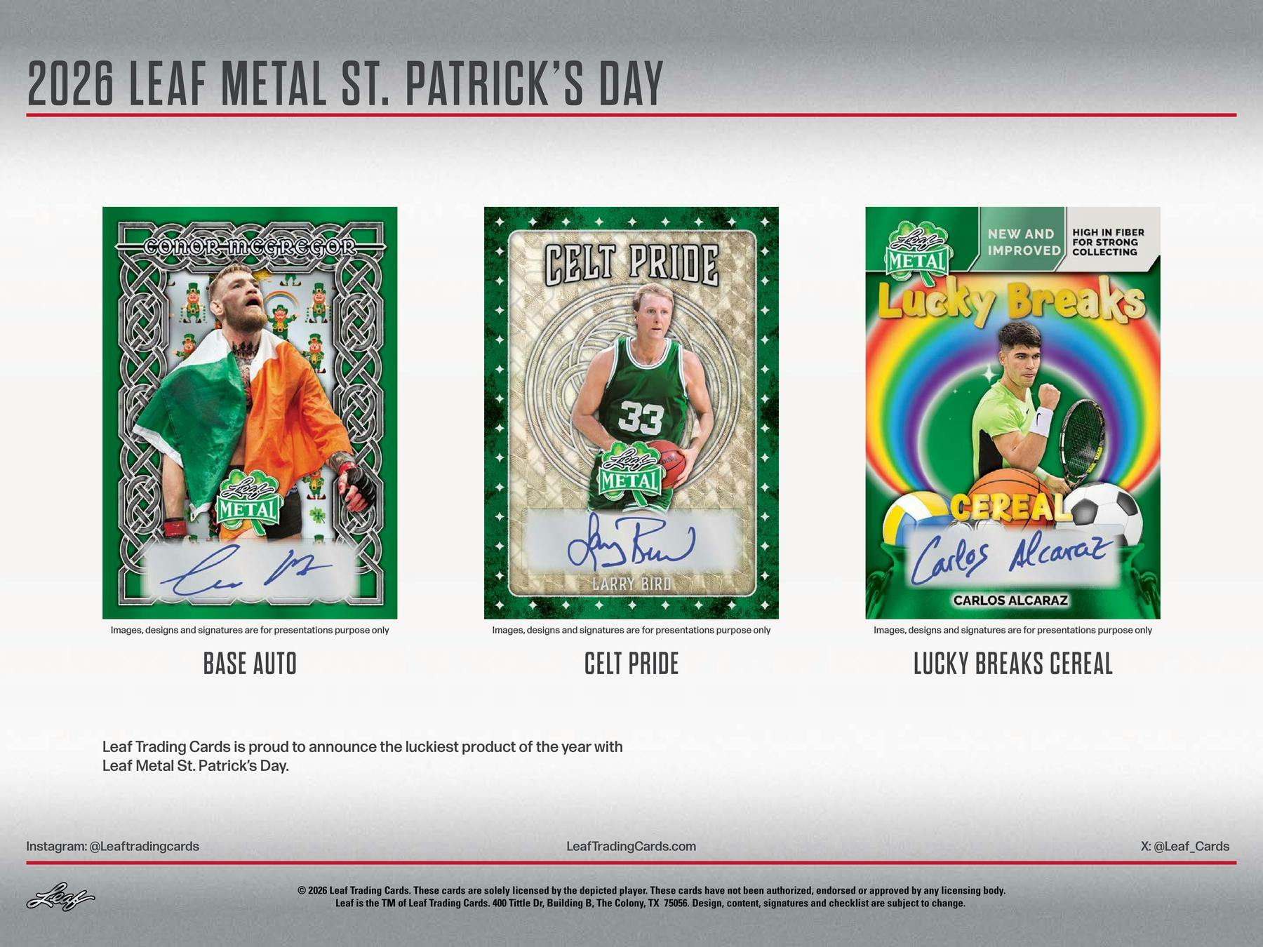 2026 Leaf Metal St. Patrick’s Day Hobby Box (3 Autos) Multi-Sport Entertainment - Hobby Box