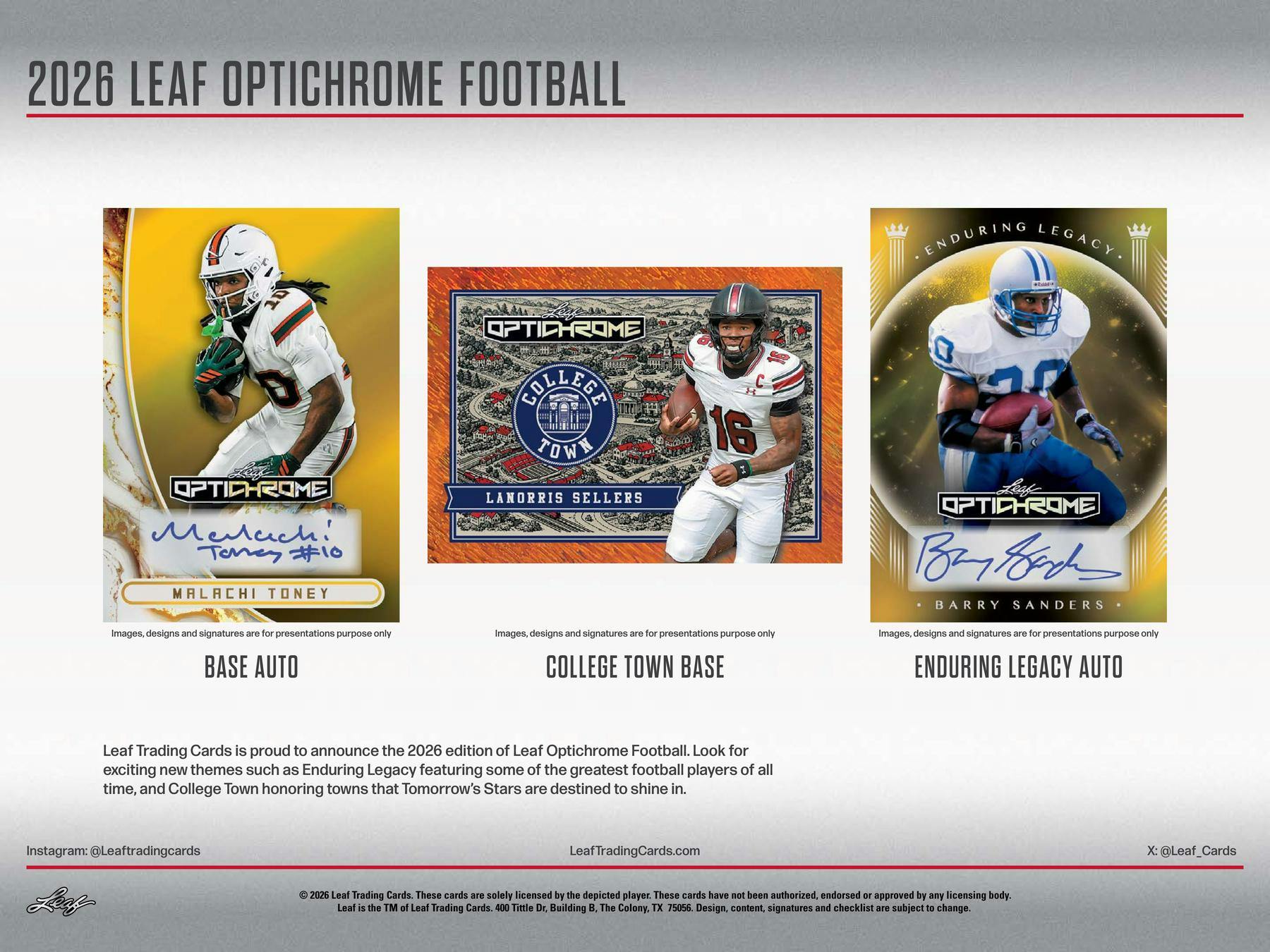 2026 Leaf Optichrome Football Hobby Box (6 Autos Plus) - Hobby Box
