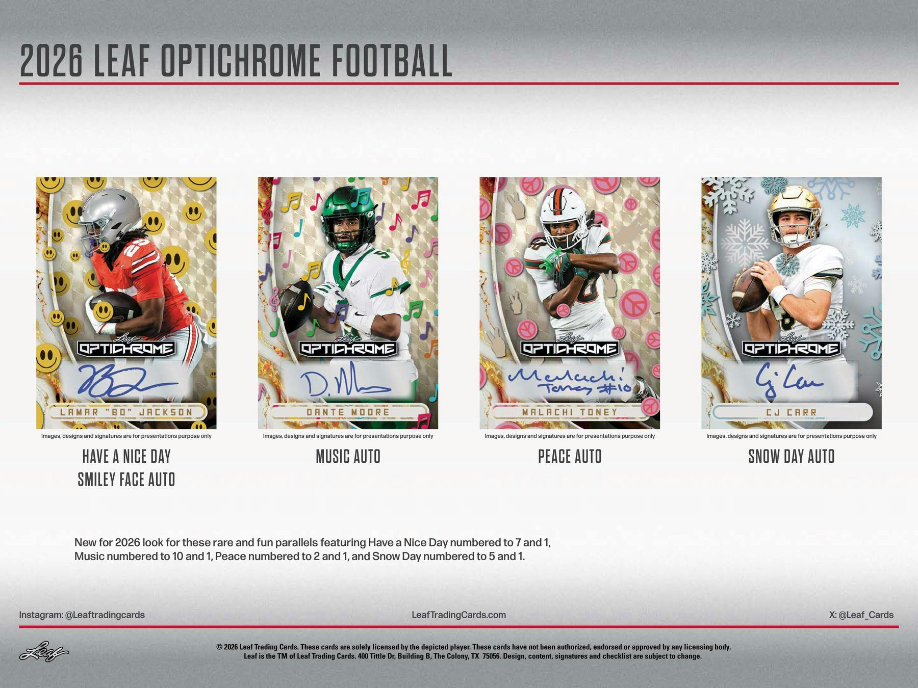 2026 Leaf Optichrome Football Hobby Box (6 Autos Plus) - Hobby Box