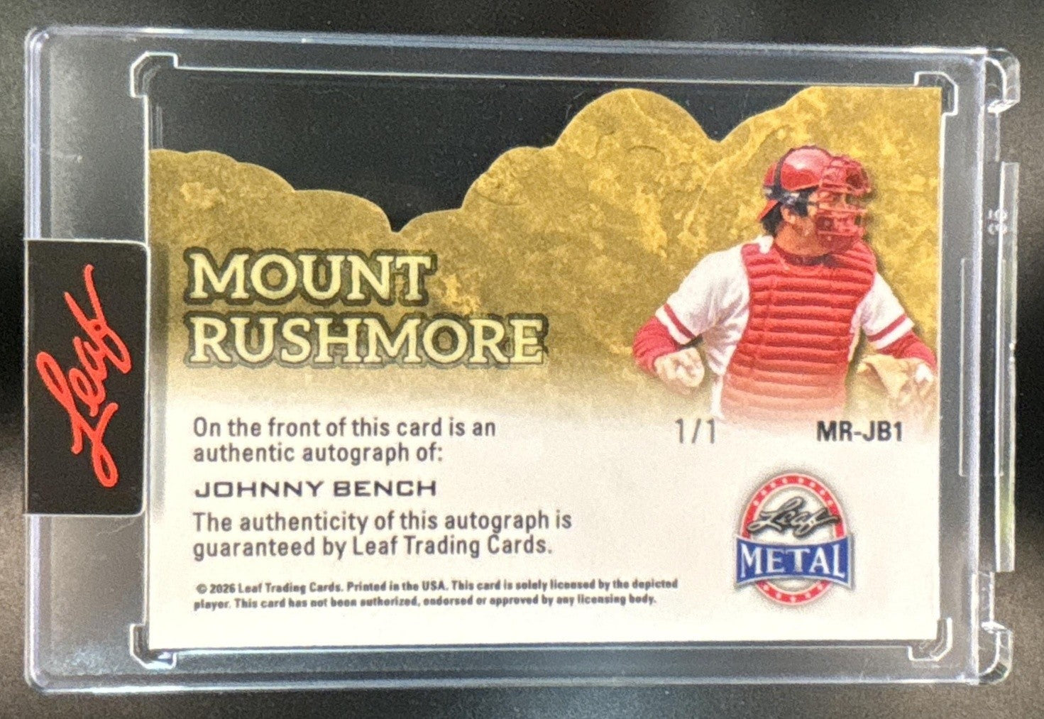 2026 Leaf President’s Day Johnny Bench Mount Rushmore Auto Crystal Gold 1/1 - Sports Cards