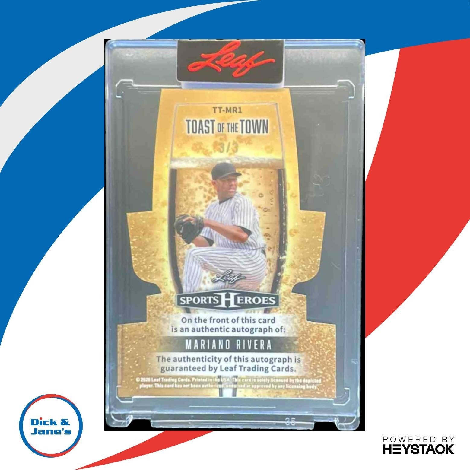 2026 Leaf Sports Heroes Mariano Rivera Toast Of The Town Prismatic Blue 3/3 Auto - Sports Cards