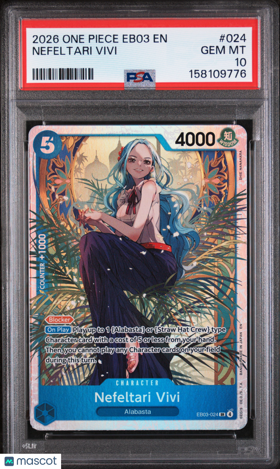 2026 One Piece EB03-Extra Booster Nefeltari Vivi PSA 10 GEM MINT - Graded TCG/CCG