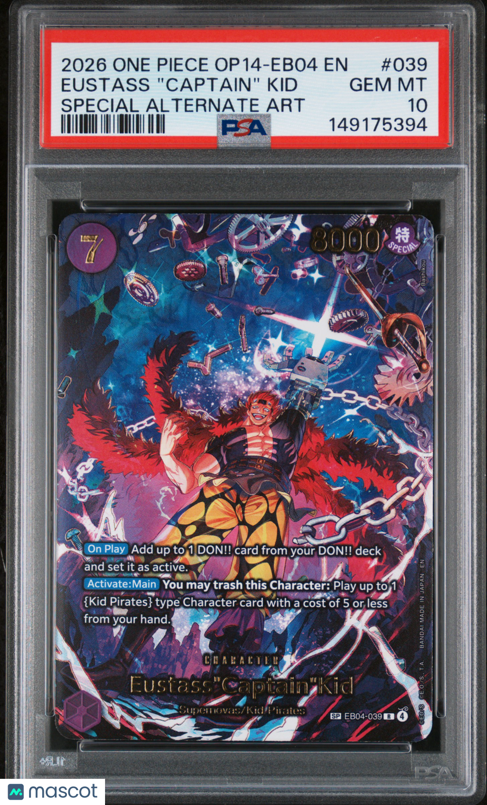 2026 One Piece OP14 EB04 Eustass ’Captain’ Kid Special Alt Art PSA 10 GEM MINT - Graded TCG/CCG