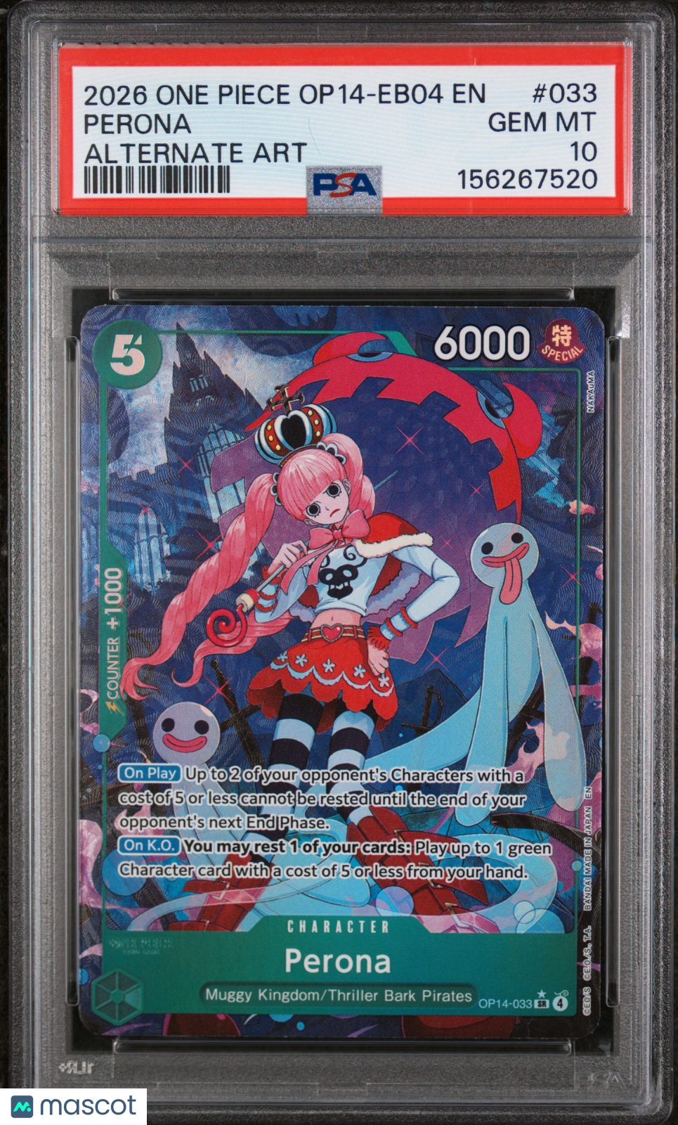 2026 One Piece OP14-EB04-The Azure Sea’s Seven Perona Alt Art PSA 10 GEM MINT - Graded TCG/CCG