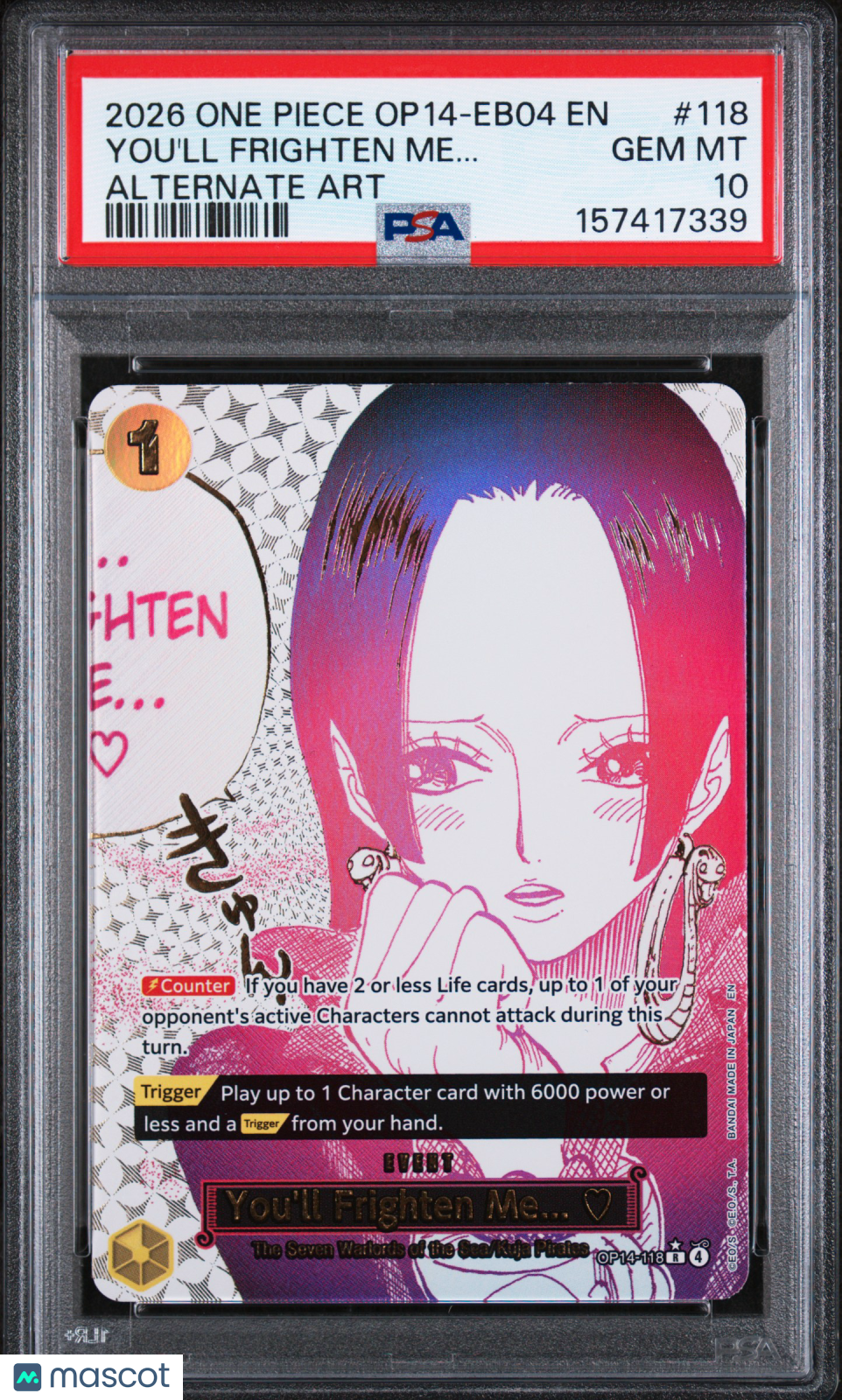2026 One Piece OP14-EB04-The Azure Sea’s Seven You’ll Frighten Me Alt Art PSA 10 - Graded TCG/CCG