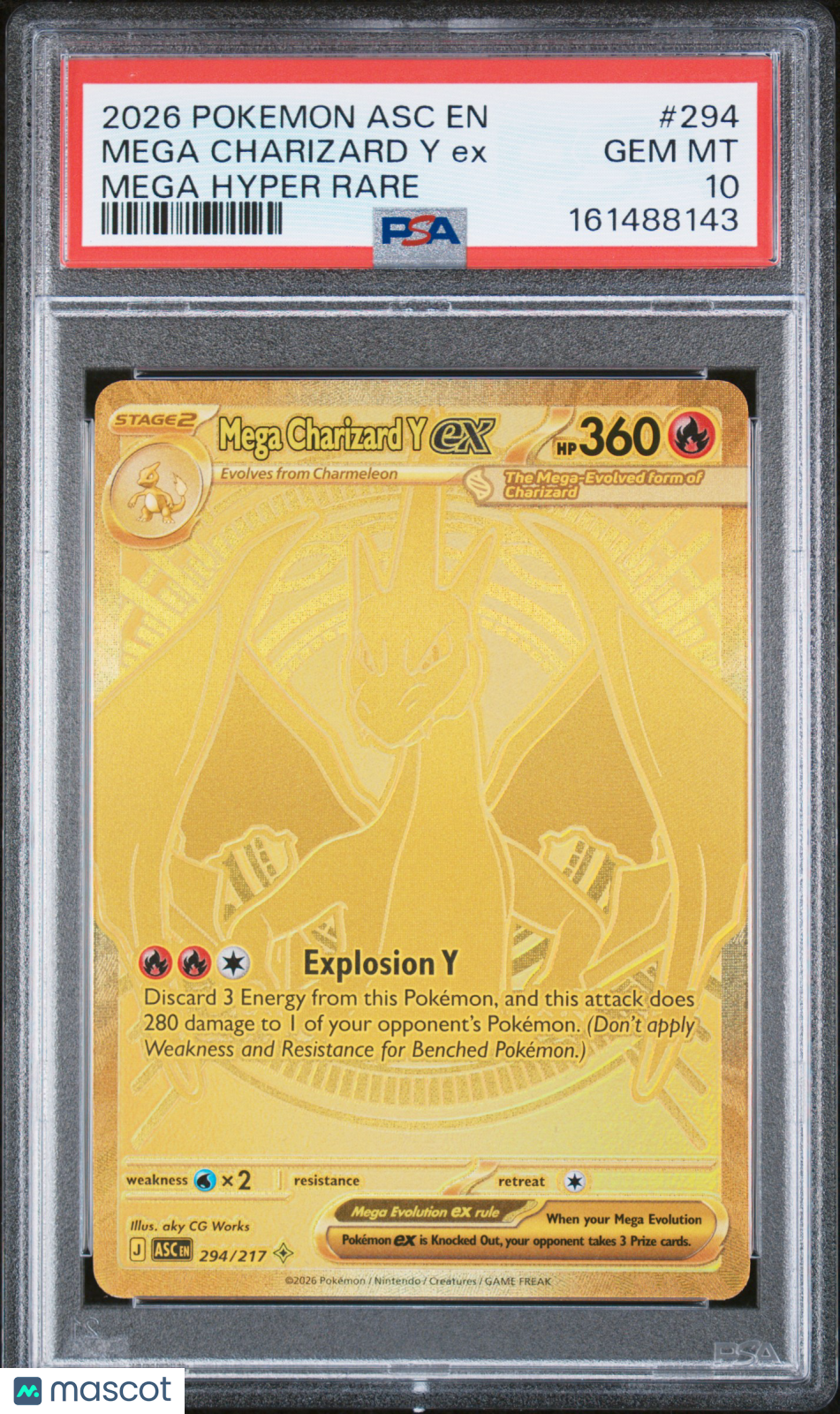 2026 Pokemon Asc EN-Ascended Heroes Mega Charizard Y EX Mega Hyper Rare PSA 10 - Graded TCG/CCG