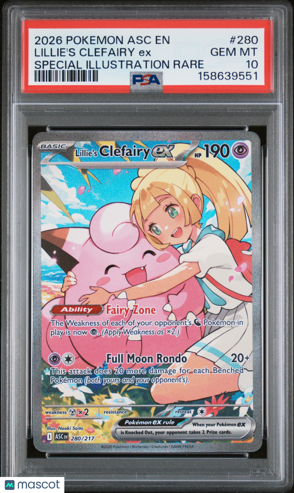 2026 Pokemon ASC EN-Lillie’s Clefairy EX Special Illustration Rare PSA 10 - Graded TCG/CCG