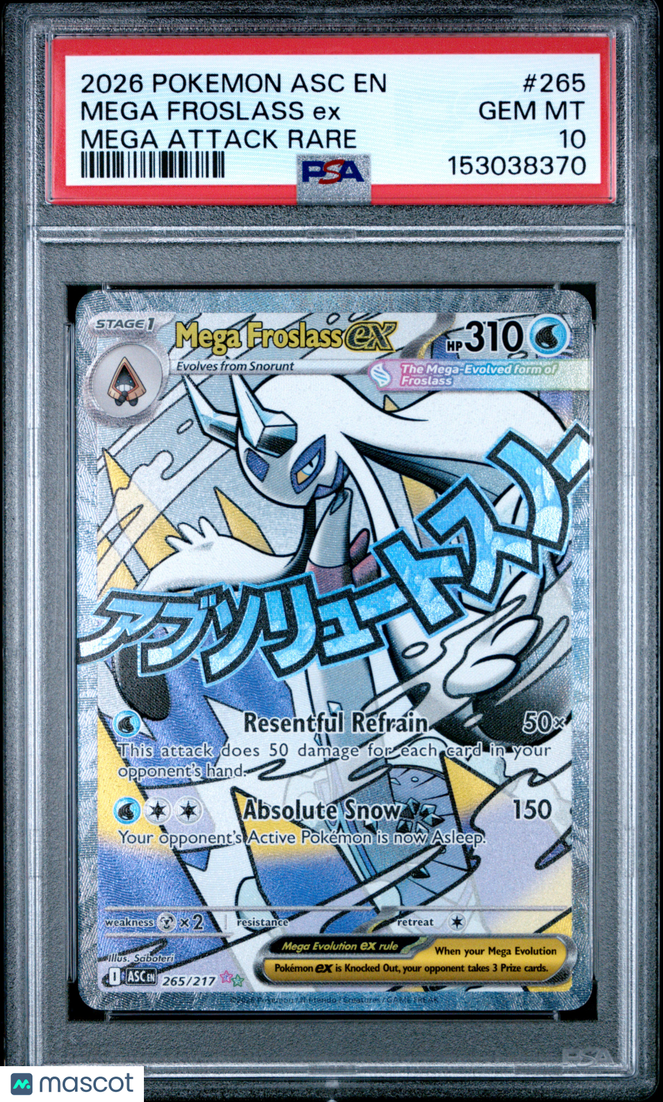 2026 Pokemon Ascended Heroes Mega Froslass EX #265 Mega Attack Rare PSA 10 - Graded TCG/CCG