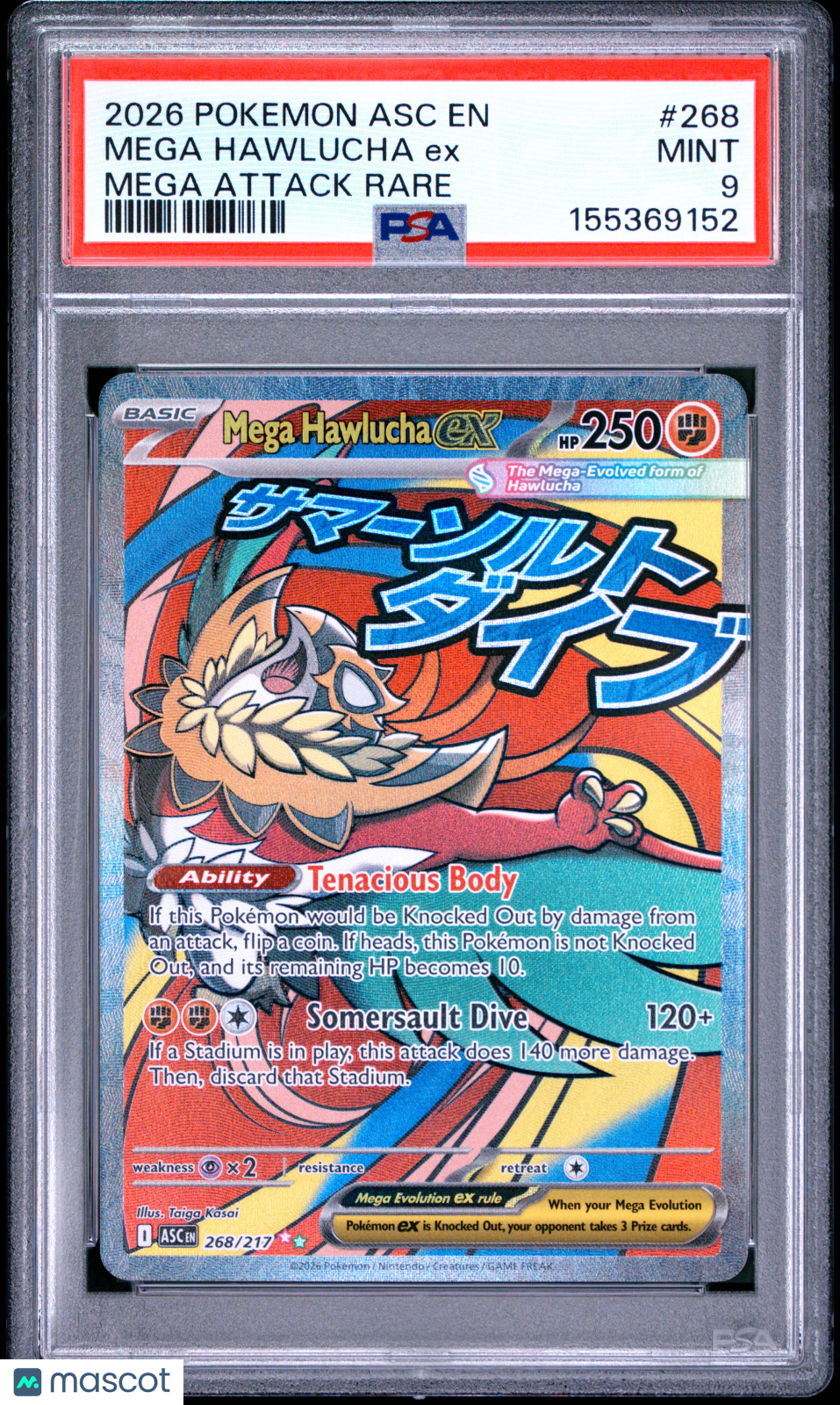 2026 Pokemon Ascended Heroes Mega Hawlucha EX #268 Mega Attack Rare PSA 9 MINT - Graded TCG/CCG