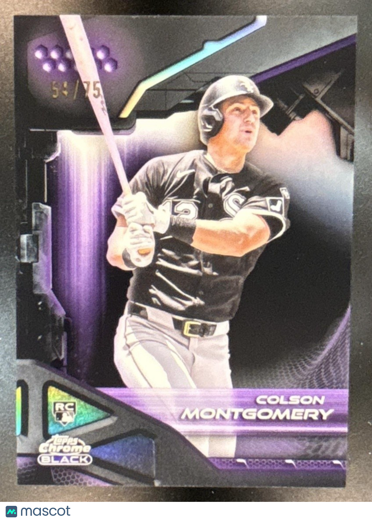 2026 Topps Chrome Black Colson Montgomery Purple /75 #60 RC Chicago White Sox - Sports Cards
