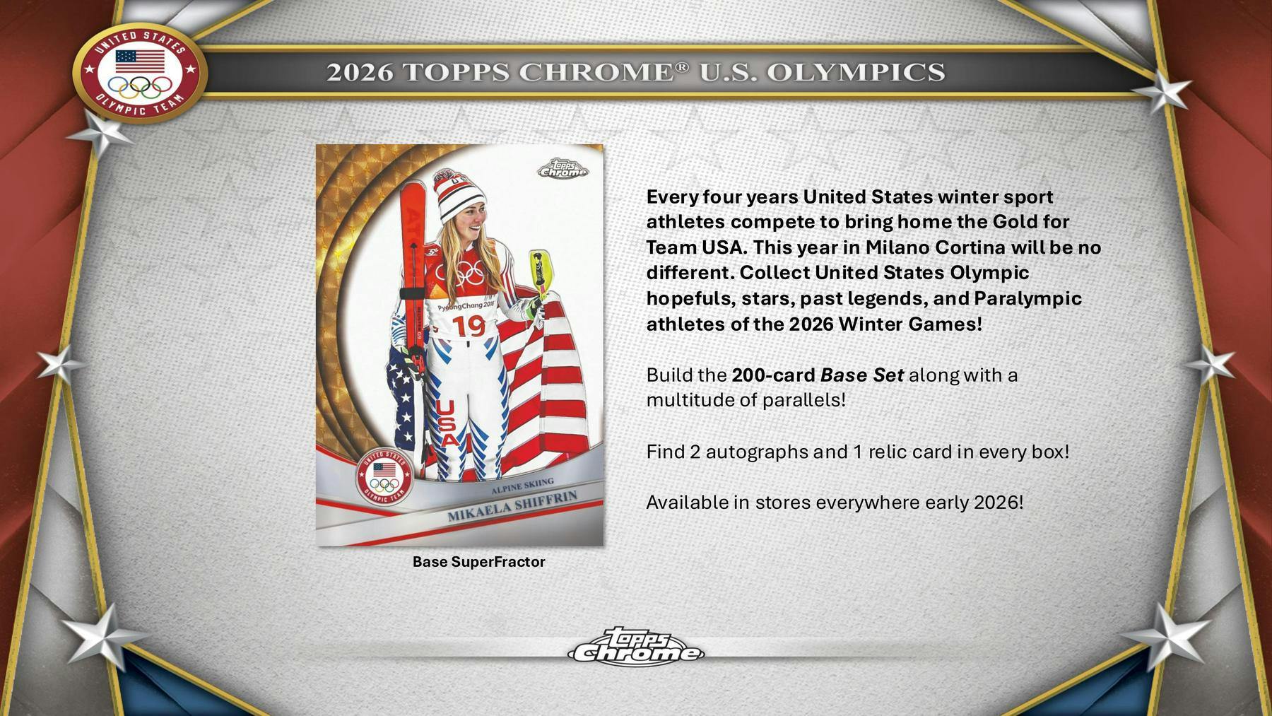 2026 Topps Chrome U.S. Olympics 7-Pack Blaster Box - Sports Collectibles