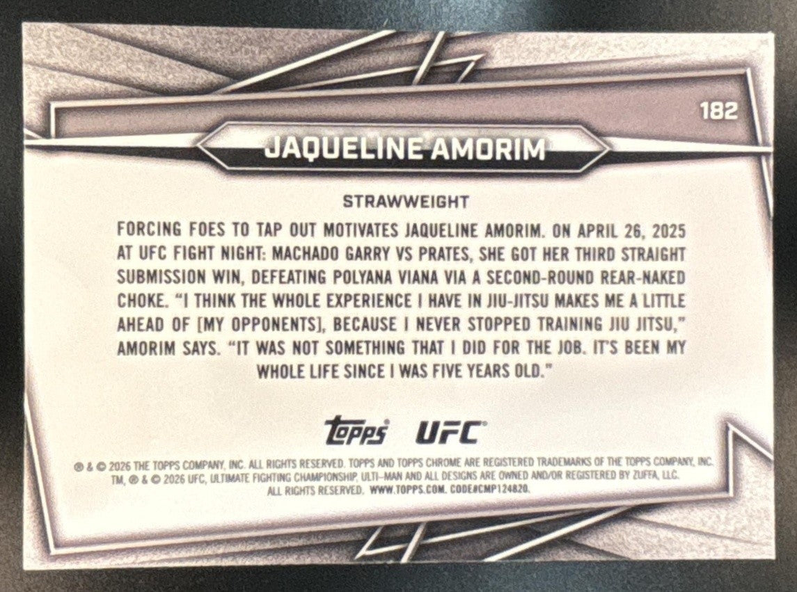 2026 Topps Chrome UFC Jaqueline Amorim Magenta Refractor /399 #182 RC - Sports Cards