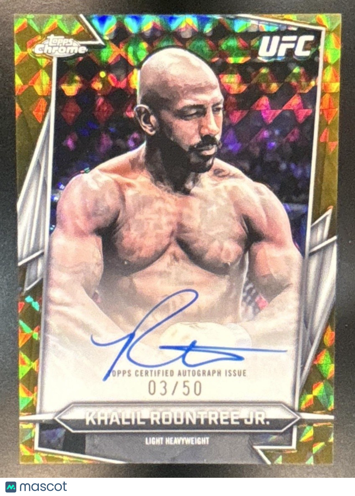 2026 Topps Chrome UFC Khalil Rountree Jr. Auto Gold Geometric /50 #BAV-KJ - Sports Cards