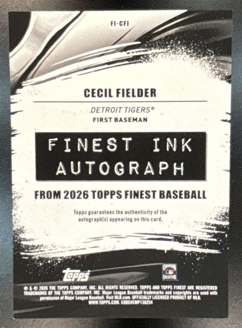 2026 Topps Finest Cecil Fielder Ink Auto Green /99 #FI-CFI Detroit Tigers - Sports Cards