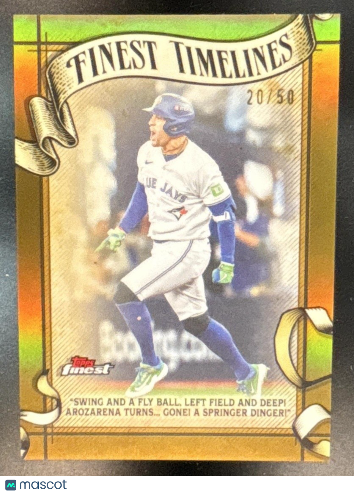 2026 Topps Finest George Springer Timelines Gold /50 #FT-27 Toronto Blue Jays - Sports Cards