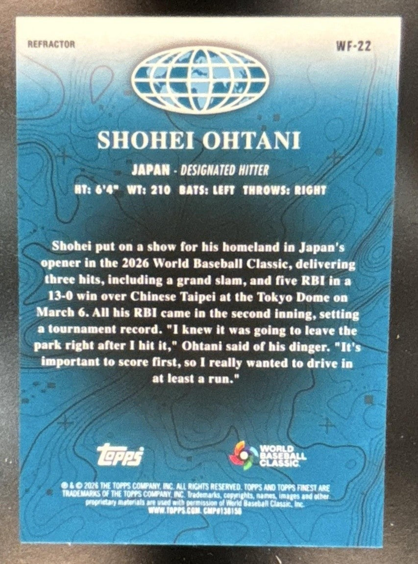 2026 Topps Finest Shohei Ohtani Worlds Refractor #WF-22 - Sports Cards