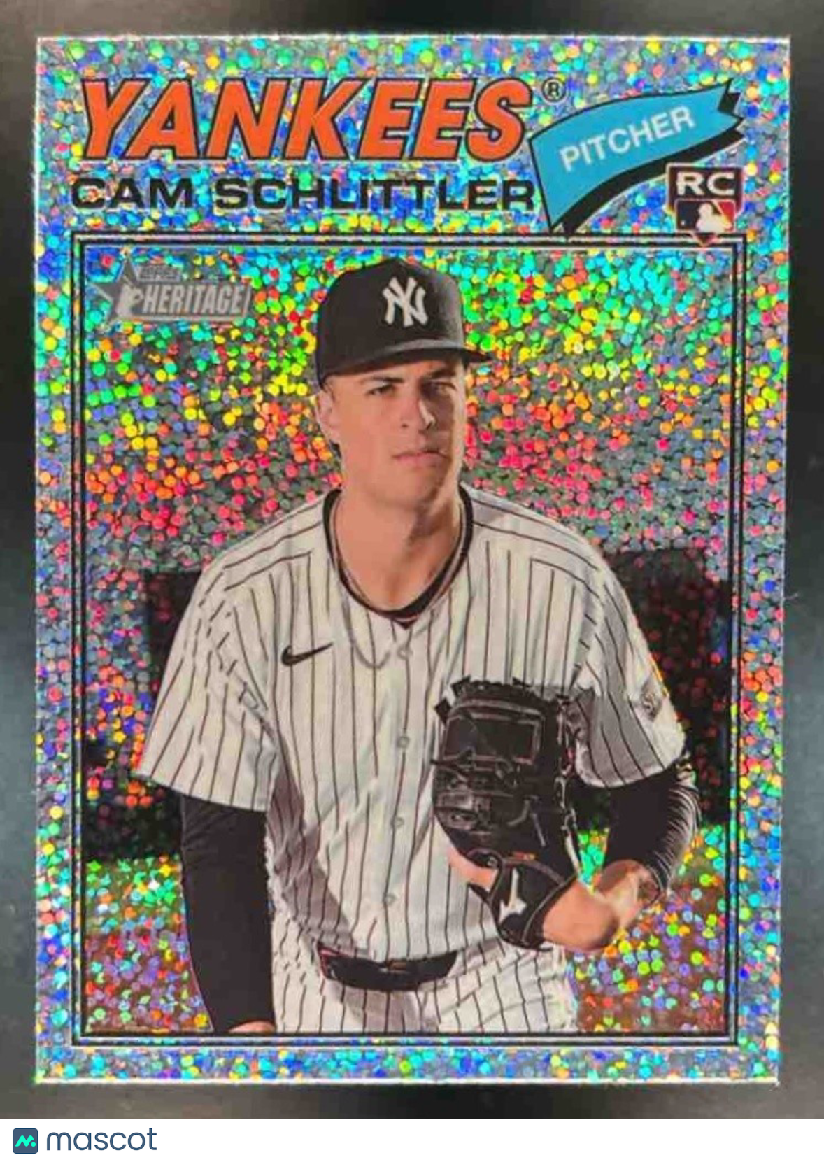 2026 Topps Heritage Cam Schlittler Chrome Silver Sparkle #222 RC Yankees - Sports Cards