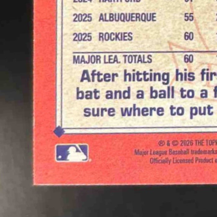 2026 Topps Ryan Ritter 1991 Pink #T91-26 RC Colorado Rockies - Sports Cards