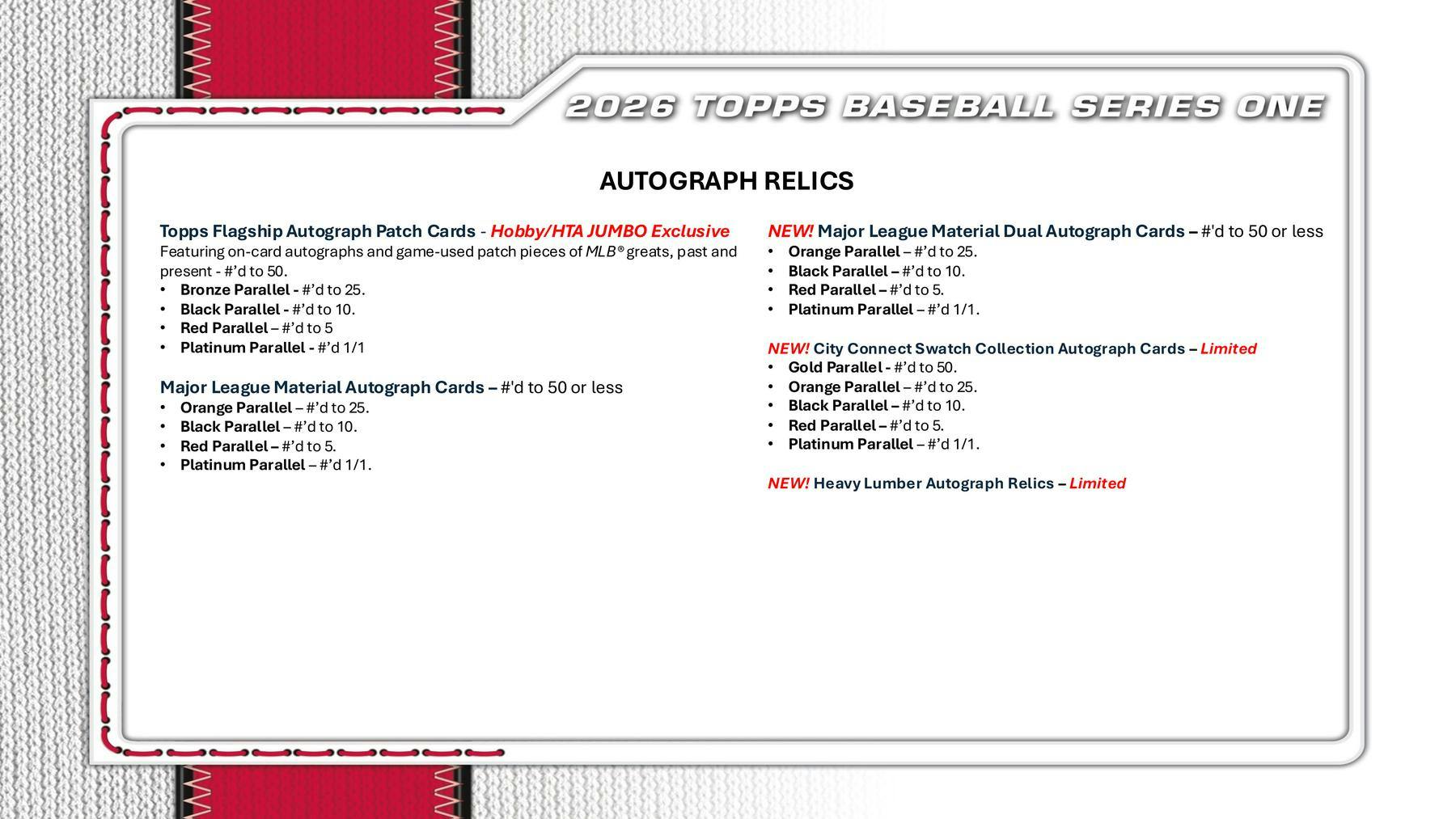 2026 Topps Series 1 Baseball Hobby Box (1 Auto or Relic) 1 Promo Pack FEB 11th - MLB Hobby Box