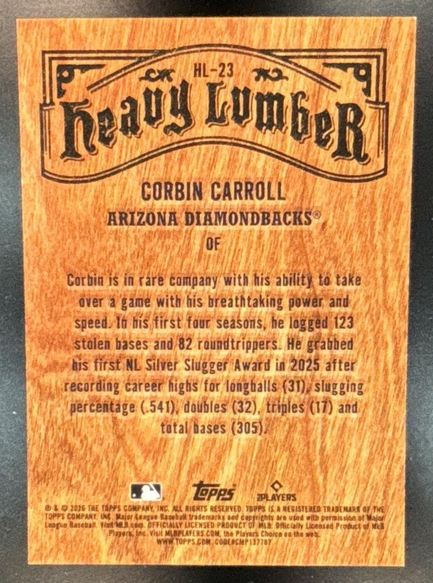2026 Topps Series 2 Corbin Carroll Heavy Lumber #HL-23 SSP Arizona Diamondbacks - Sports Cards