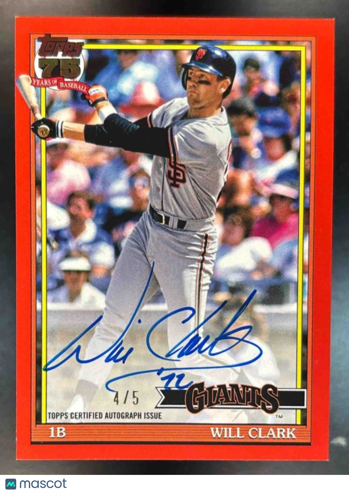 2026 Topps Will Clark 1991 Auto Red /5 #91A-WC San Francisco Giants - Sports Cards