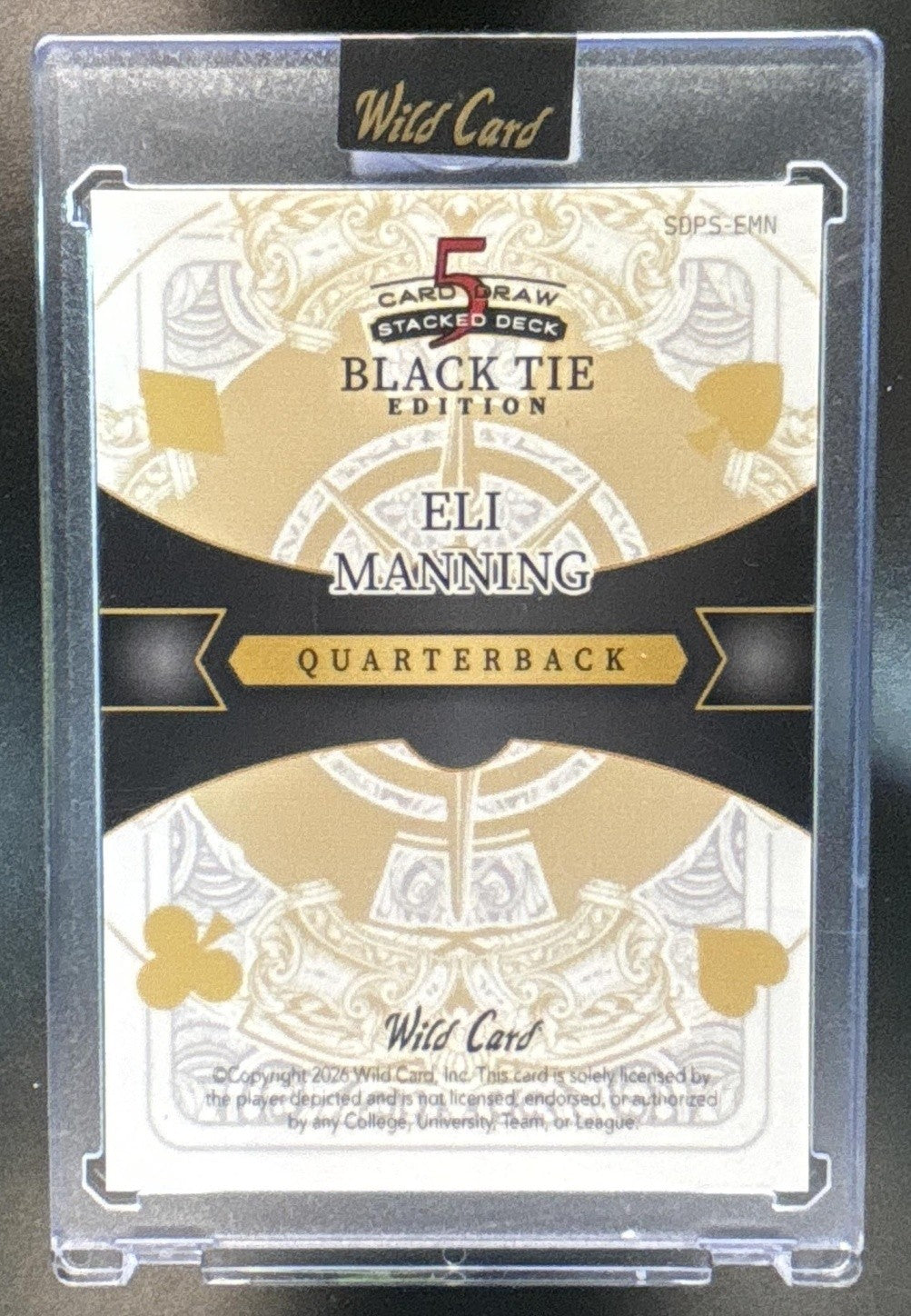 2026 Wild Card 5 Card Draw Stacked Deck Black Tie Edition Eli Manning 1/1 - Sports Cards