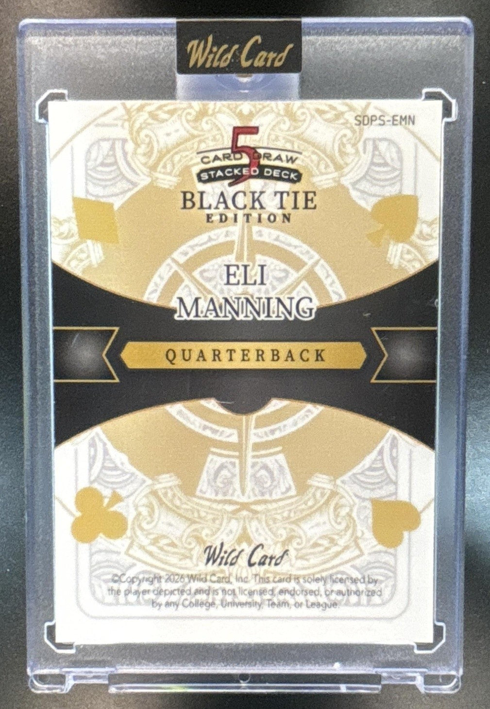 2026 Wild Card 5 Card Draw Stacked Deck Black Tie Edition Eli Manning 1/1 - Sports Cards