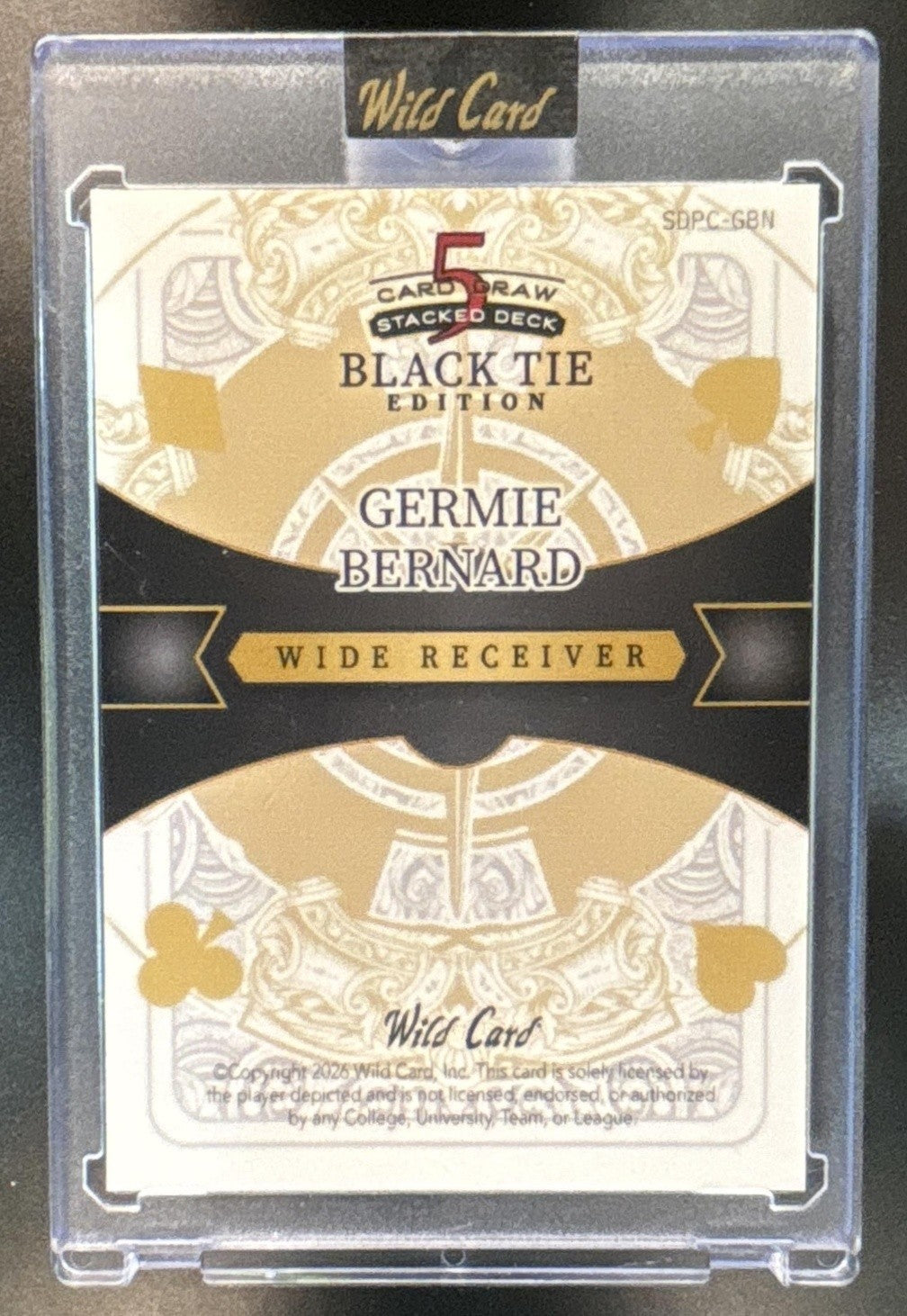 2026 Wild Card 5 Draw Stacked Deck Black Tie Edition Germie Bernard 1/1 - Sports Cards