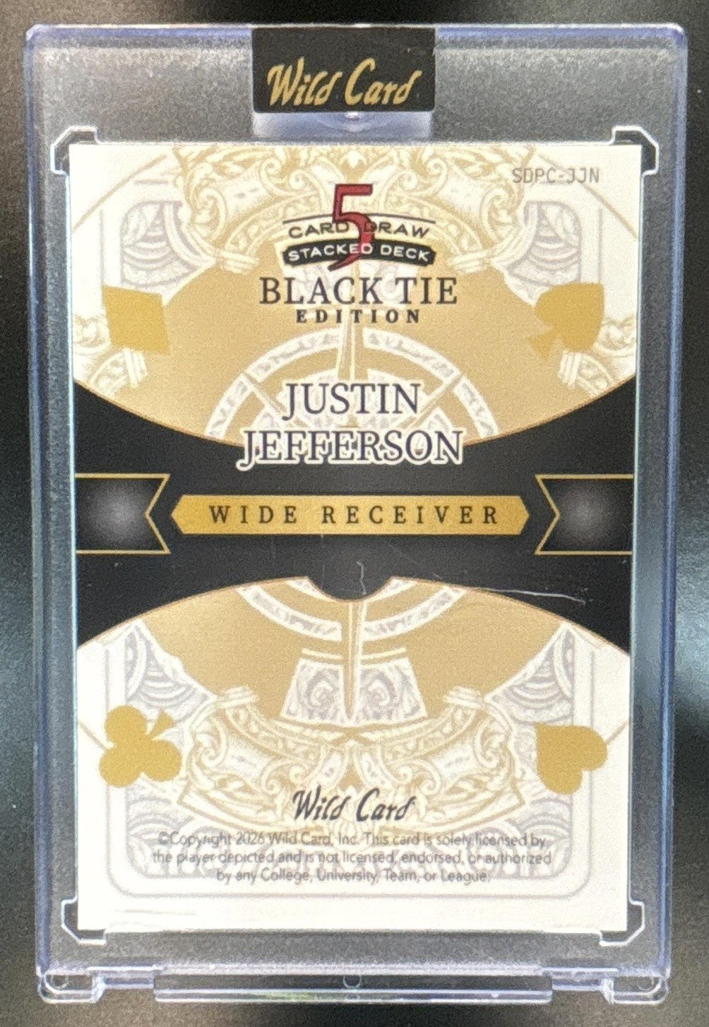 2026 Wild Card 5 Card Draw Stacked Deck Black Tie Edition Justin Jefferson 1/1 - Sports Cards