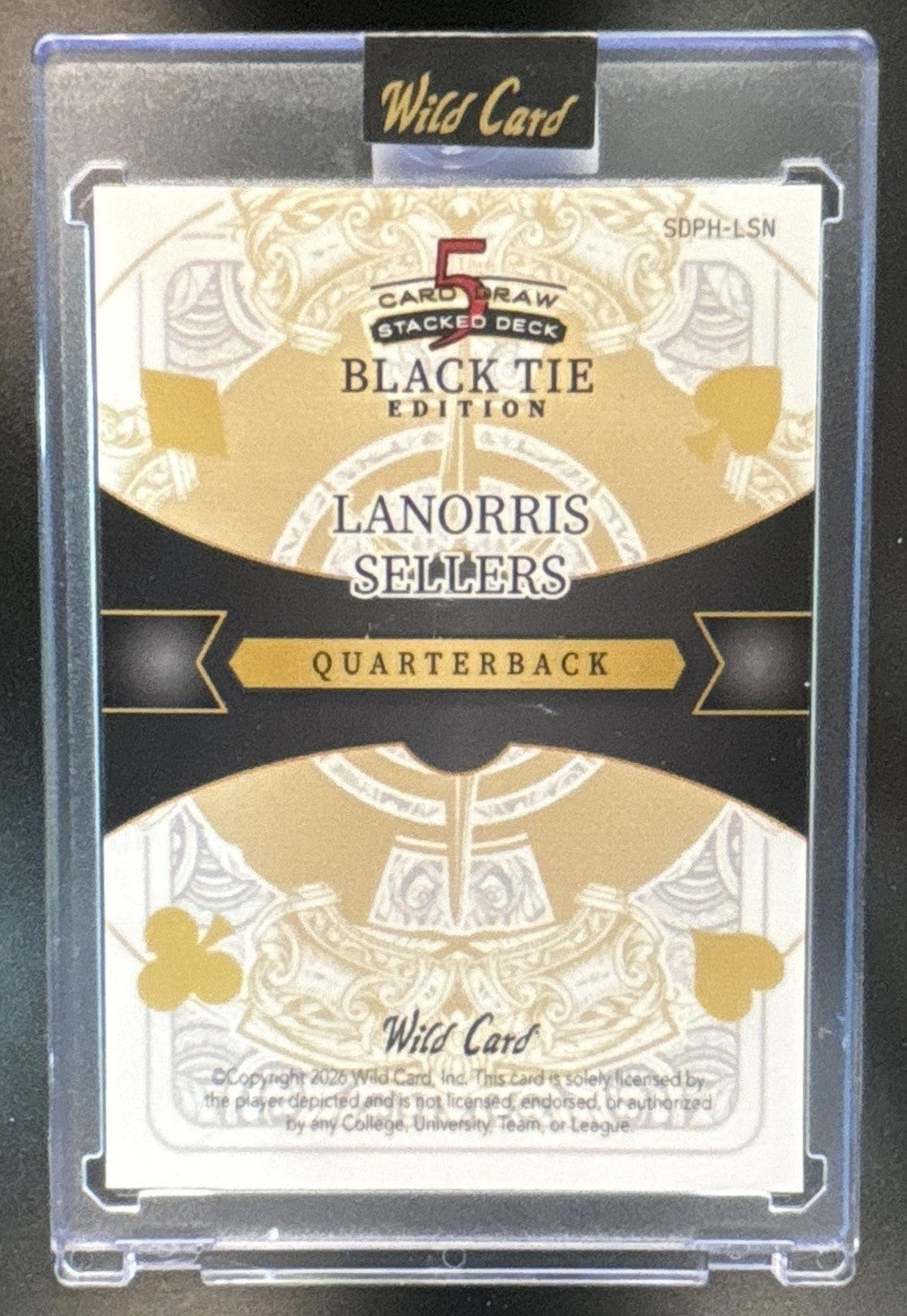 2026 Wild Card 5 Card Draw Stacked Deck Black Tie Edition Lanorris Sellers 1/1 - Sports Cards