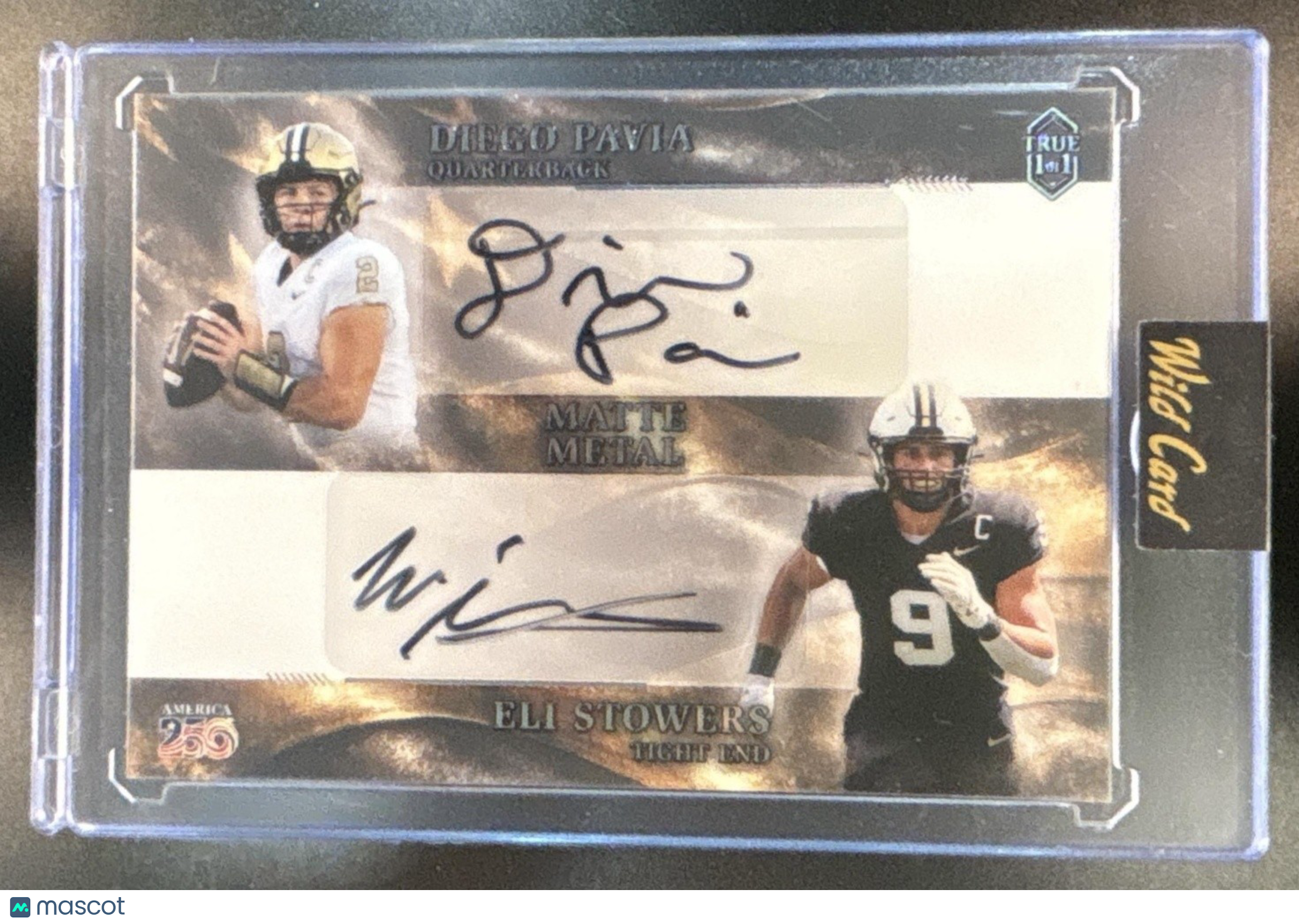 2026 Wild Card Matte Metal ’America 250’’ Diego Pavia Eli Stowers’ Dual Auto 1/1 - Sports Cards